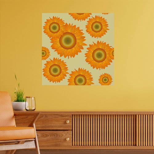 Retro Sunflowers Poster