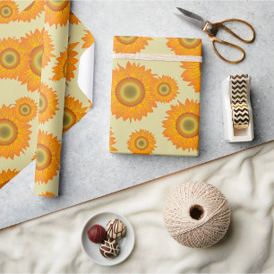 Retro Sunflowers Wrapping Paper