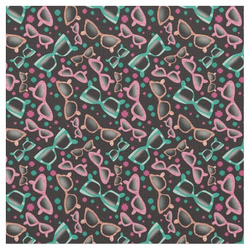 Retro Sunglasses Black Pattern Fabric