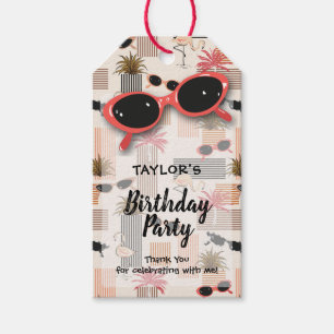 Retro Sunglasses Flamingo Birthday Party Thank You Gift Tags