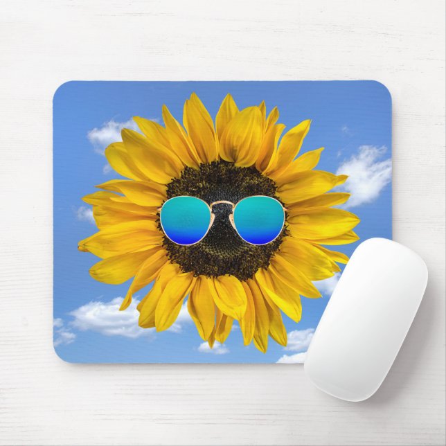 Retro Sunglasses on Sunflower  Mouse Pad (With Mouse)