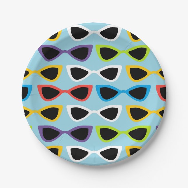 Retro sunglasses paper plate (Front)