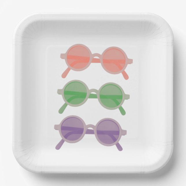Retro Sunglasses Paper Plates (Front)