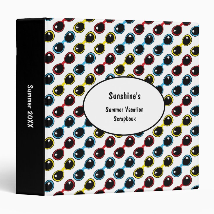 Retro Sunglasses Primary Hues Scrapbook Album 3 Ring Binder Zazzle