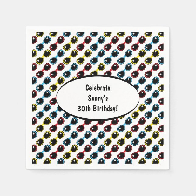 Retro Sunglasses Primary Napkins (Front)