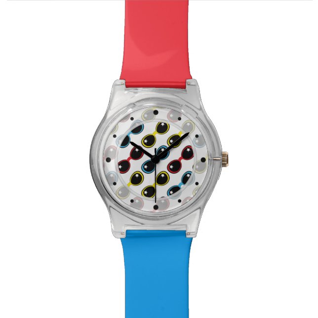 Retro Sunglasses Primary Wrist Watch (Close Up)