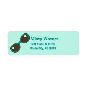 Retro Sunglasses Teal Personalized Name Label
