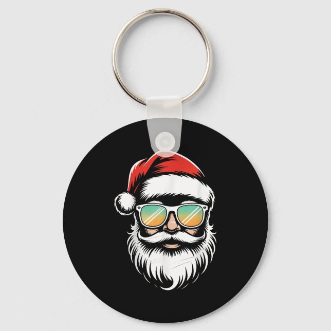 Retro Sungles Santa Face Christmas Xmas Men Boys K Keychain (Front)