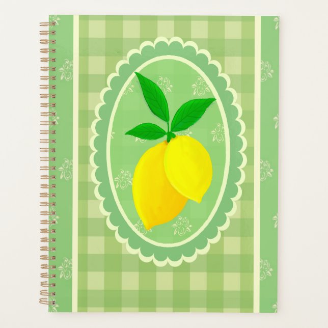 Retro Sunny Lemon Yellow Spring Green Planner (Front)