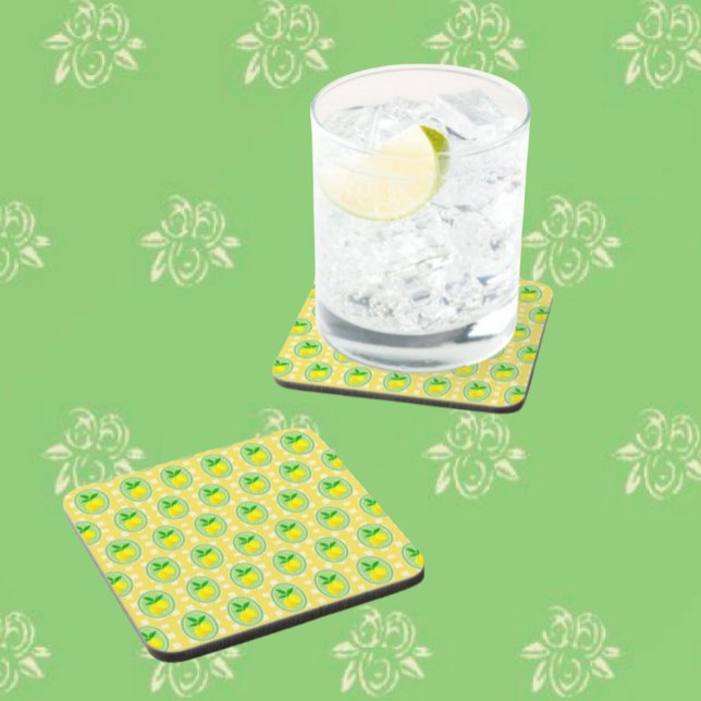 Retro Sunny Lemon Yellow White Check  Ceramic Tile (Sunny lemony coasters perfect for summer entertaining!)