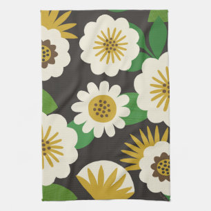 Retro Sunny Summer Flowers Kitchen Towels
