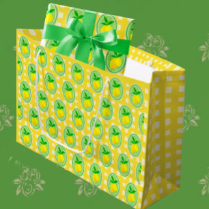 Retro Sunny Yellow Lemons Large Gift Bag