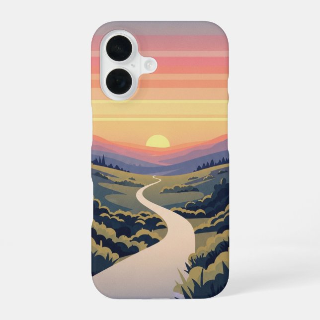 Retro Sunrise Path iPhone Case (Back)