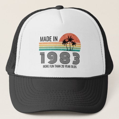 Retro Sunset 21st 30th 40th 50th Birthday Custom Trucker Hat