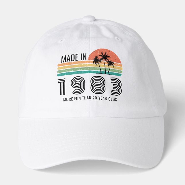 Retro Sunset 21st 30th 40th 50th Birthday Squad Hat (Front)