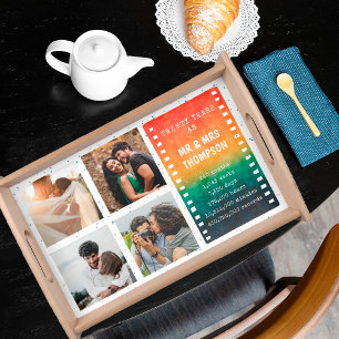 Retro Sunset 4 Photo Mr and Mrs 20th Anniversary Serving Tray