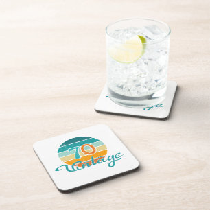 Retro Sunset 70 Vintage Distressed Beverage Coaster