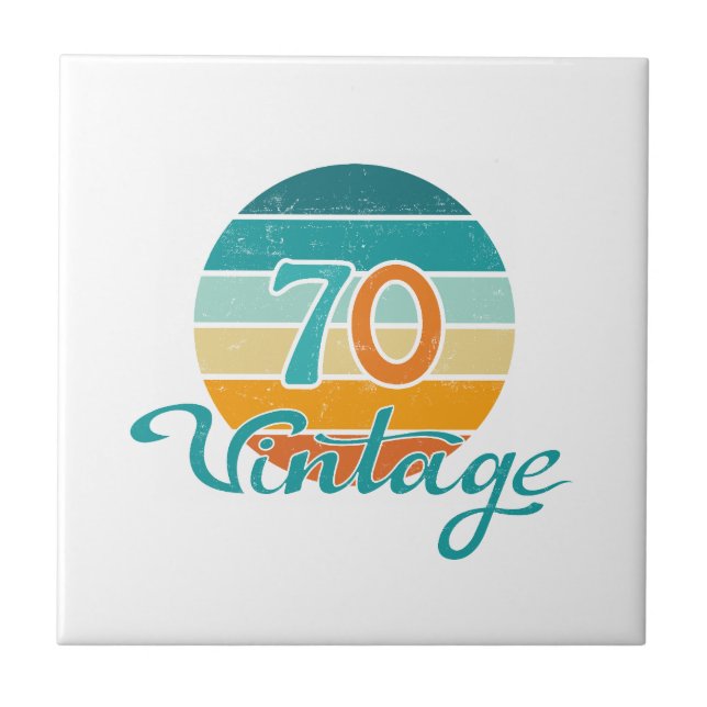 Retro Sunset 70 Vintage Distressed Ceramic Tile (Front)