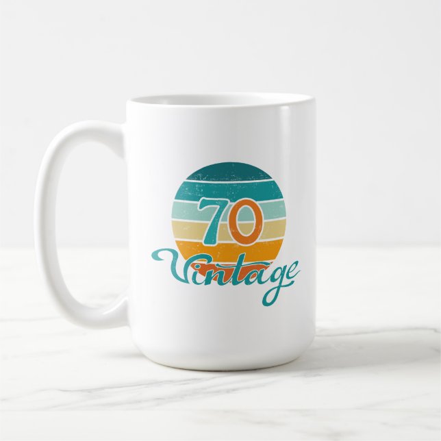 Retro Sunset 70 Vintage Distressed Coffee Mug (Left)