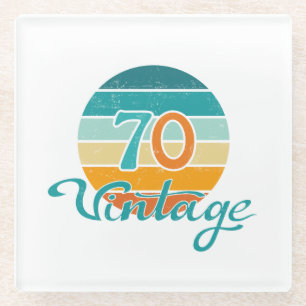 Retro Sunset 70 Vintage Distressed Glass Coaster