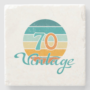 Retro Sunset 70 Vintage Distressed Stone Coaster
