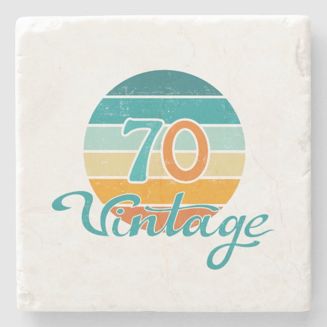 Retro Sunset 70 Vintage Distressed Stone Coaster (Front)