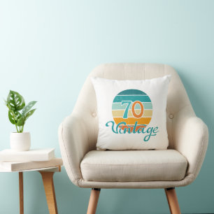 Retro Sunset 70 Vintage Distressed Throw Pillow