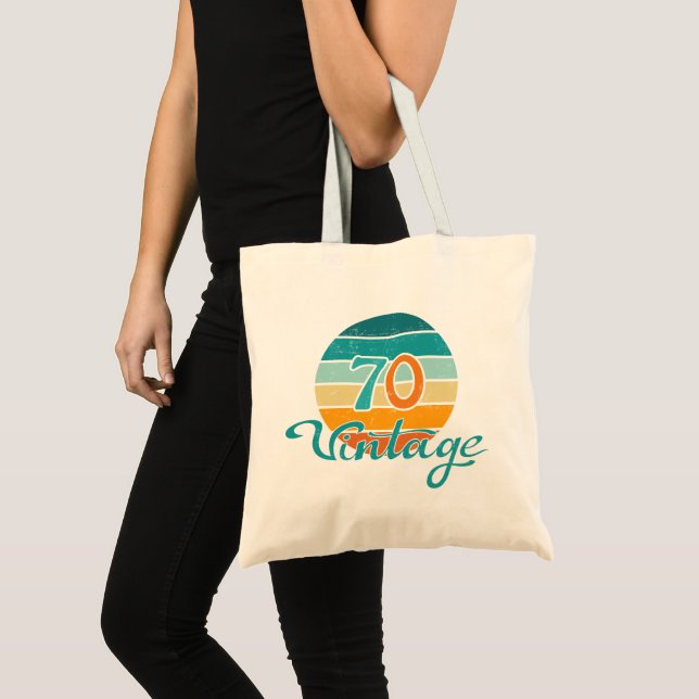 Retro Sunset 70 Vintage Distressed Tote Bag (Front (Product))