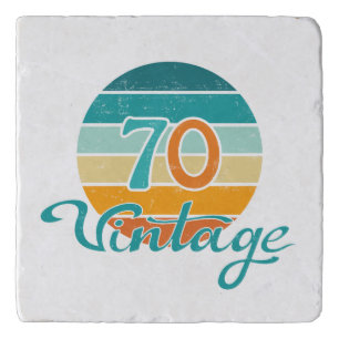 Retro Sunset 70 Vintage Distressed Trivet