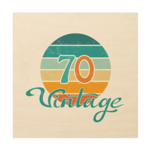 Retro Sunset 70 Vintage Distressed Wood Wall Art