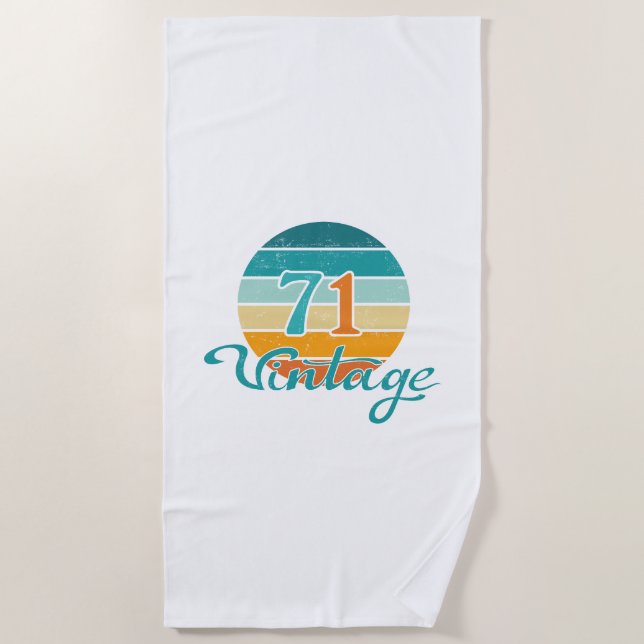 Retro Sunset 71 Vintage Distressed Beach Towel (Front)