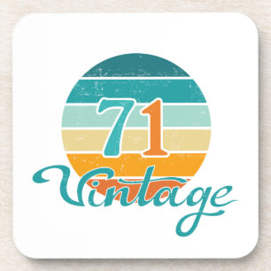 Retro Sunset 71 Vintage Distressed Beverage Coaster