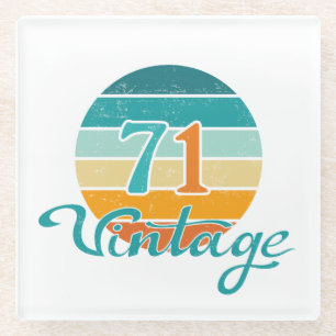 Retro Sunset 71 Vintage Distressed Glass Coaster