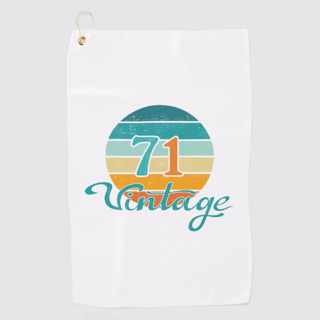 Retro Sunset 71 Vintage Distressed Golf Towel (Front)
