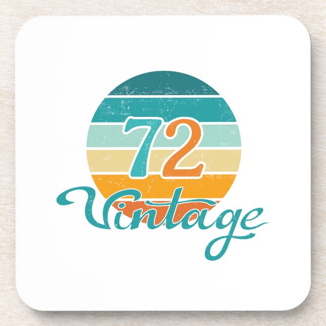 Retro Sunset 72 Vintage Distressed Beverage Coaster (Front)