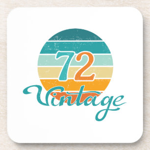 Retro Sunset 72 Vintage Distressed Beverage Coaster