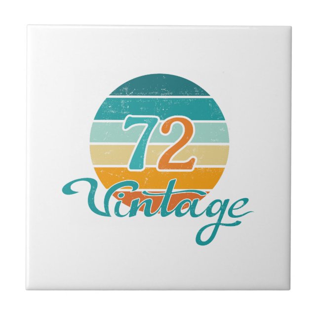 Retro Sunset 72 Vintage Distressed Ceramic Tile (Front)
