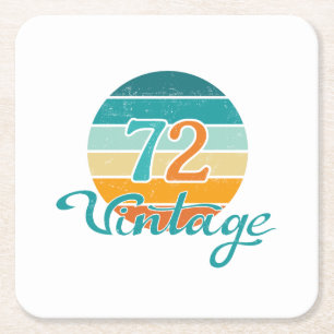 Retro Sunset 72 Vintage Distressed Square Paper Coaster