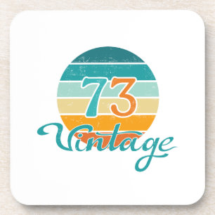Retro Sunset 73 Vintage Distressed Beverage Coaster