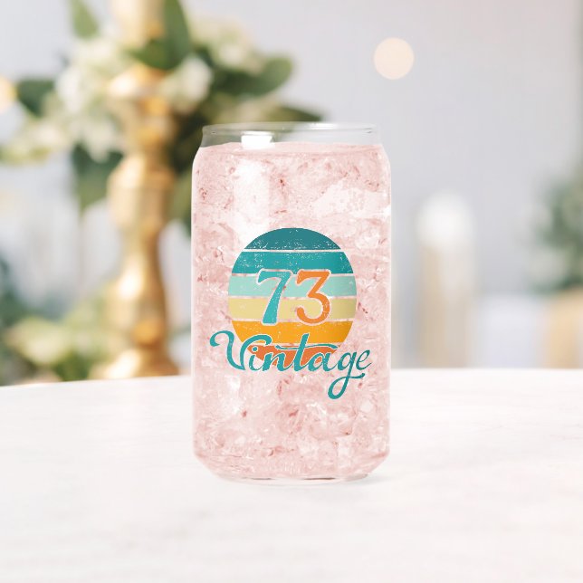 Retro Sunset 73 Vintage Distressed Can Glass (Insitu (Wedding))