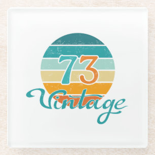 Retro Sunset 73 Vintage Distressed Glass Coaster