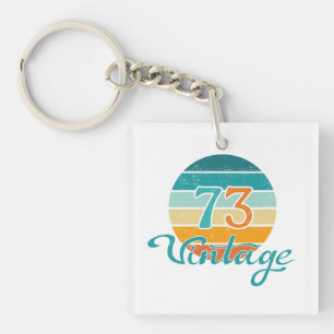 Retro Sunset 73 Vintage Distressed Keychain