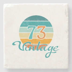 Retro Sunset 73 Vintage Distressed Stone Coaster