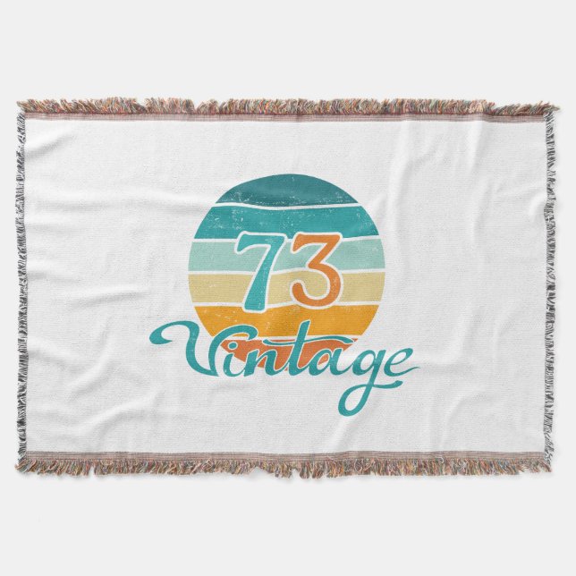 Retro Sunset 73 Vintage Distressed Throw Blanket (Front)