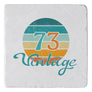Retro Sunset 73 Vintage Distressed Trivet