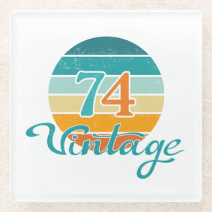 Retro Sunset 74 Vintage Distressed Glass Coaster