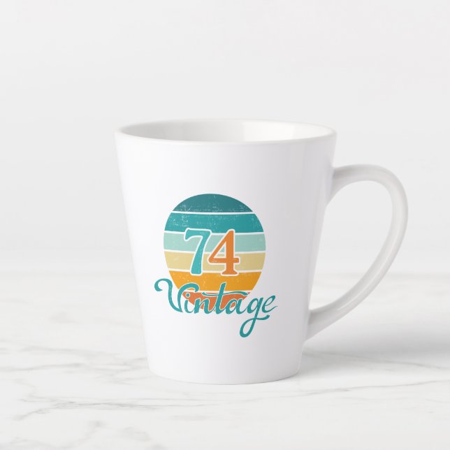 Retro Sunset 74 Vintage Distressed Latte Mug (Right)