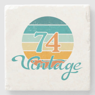 Retro Sunset 74 Vintage Distressed Stone Coaster