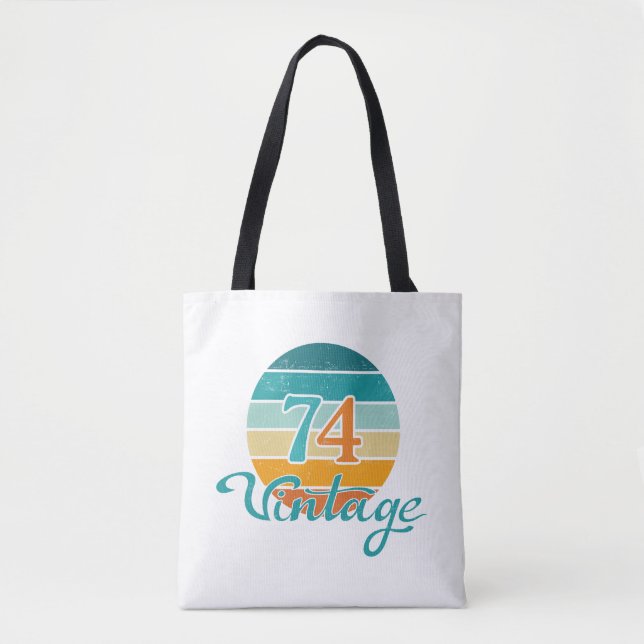 Retro Sunset 74 Vintage Distressed Tote Bag (Front)