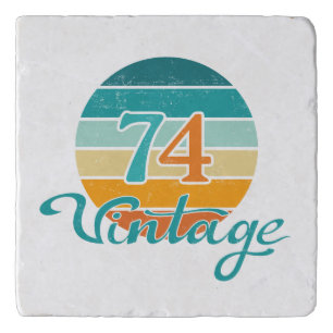 Retro Sunset 74 Vintage Distressed Trivet